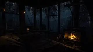 Calming Cabin Ambience | Rain and Fireplace Sounds to Sleep Fast