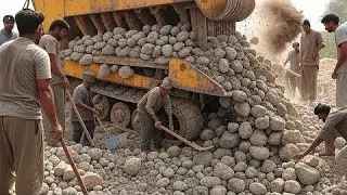 PLAYING with GIANT Rocks! ASMR Rock Quarry CRUSHING Operations - Primary Jaw Crusher in Action.