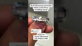 Real Diamond & Solid White Gold Men's Wedding Band by Ijaz Jewelers #diamondring #diamondband