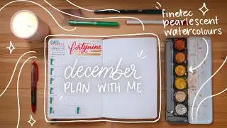 plan with me 🎄 december 2023 setup || bullet journal process with finetec pearlescent watercolour