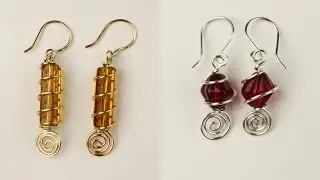Dangling  Spiral Wire Wrapped Bead Earrings Tutorial