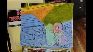 today in studio working on oil painting, a conversation. @adam sturch