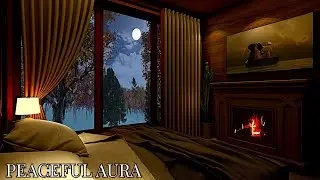 Moonlit Cozy Bedroom with Fireplace 🌙🔥 Soft Piano Music for Deep Sleep & Relaxation | Night Ambience
