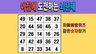 아침에 도전하는 뇌문제 [같은숫자찾기/치매예방퀴즈/숫자퀴즈/숫자찾기/치매테스트/5x5]