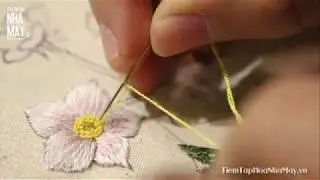 Tập thêu mũi đâm xô bằng mẫu hoa căn bản