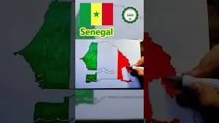 Senegal flag map drawing | Dessin de la carte du drapeau du S&eacute;n&eacute;gal