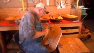 Dough bowl maker, Tim Nester demonstrates his bowl carving technique