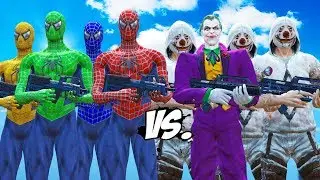 SPIDER-MAN, GREEN SPIDERMAN, BLUE SPIDERMAN, YELLOW SPIDERMAN VS JOKER & JOKER THUGS