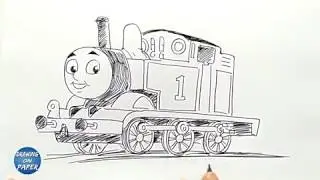 Very Easy!! How to Draw THOMAS a Cartoon for kids - Drawing doodle art