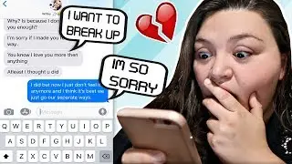 BREAKING UP WITH MY GIRLFRIEND THROUGH TEXT PRANK!!! *SHOCKING*