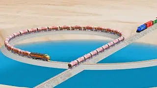 Impossible Double Rail Tracks vs Trains - Beamng Drive