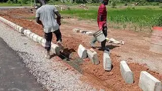 How to lay Kerbstones | Kerbstones laying method | Hunching of Kerbs
