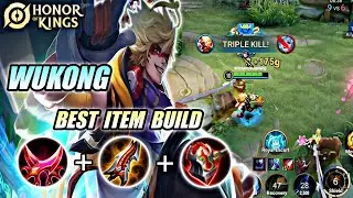 WUKONG BEST ITEM BUILD 100% INSANE DAMAGE! - PRO GAMEPLAY TECHNIQUE WUKONG | HONOR OF KINGS (HOK)