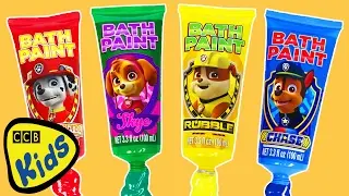 Paw Patrol Bath Paint Playset APRENDA CORES com Chase, Rubble, Skye & Marshall! | CCB
