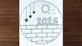 Happy New Year 2026 drawing / new year drawing /New year 2026 drawings - Drawing Tutorial