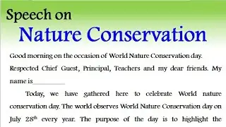 Speech on nature conservation in English 2023 essay on nature conservation speech in English 2023