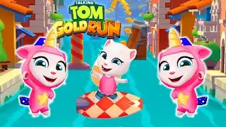 Talking Tom Gold run with(UNICORN ANGELA MIRROR GAMEPLAY)!!!!!