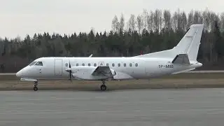 4K| Skytaxi Saab 340A SP-MRB At Tampere-Pirkkala