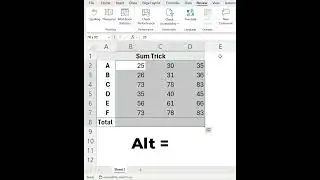Use This Excel Shortcut (ALT +  =) #excel  #excelshortcuts  #exceltips #shorts