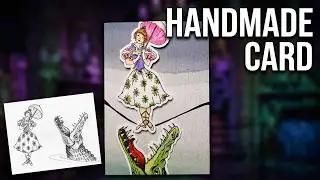 Copic Cardmaking Haunted Mansion Hand Drawn Card: Балерина и аллигатор ScanNCut