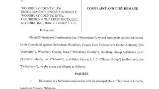 Hausmann Construction files lawsuit against Woodbury County, LEC Authority, Introba, Goldberg Gro...
