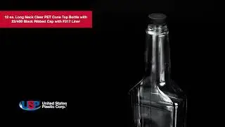 12 oz. Long Neck Clear PET Cone Top Bottle-Black Ribbed Cap | U.S. Plastic Corporation&reg;