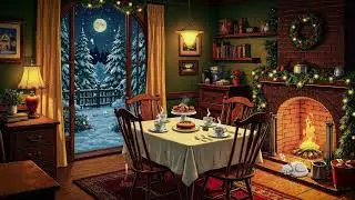1940s Christmas Dinner 🎄 | Old Jazz Radio Playing in Another Room | Cozy Fireplace