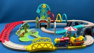10 Minute Satisfying Amusement Park Electric Magnetic Small Train Set Toy ASMR | Toy Review