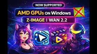 Официальная поддержка AMD ROCm появилась в ComfyUI для Windows. Изображение + видео.