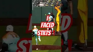 I faced STILTS in BANANA BALL (strikeout)! #bananaball  #baseball #locobeachcoconuts #shorts