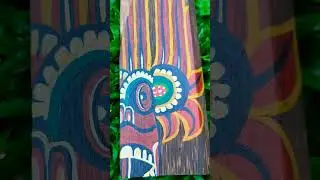 How the Gara Yaka mask was Drawing and painted on a Kitul wood. 🎨🖌️👹👹 ගරා යකා 👹🎨🖌️ #Hansi Art# 02
