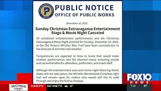 Sunday holiday entertainment events canceled in Prichard due to cold weather forecast