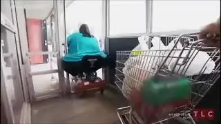 Fat women on scooter