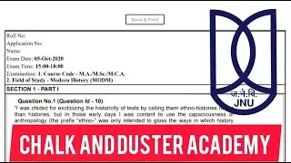 JNU M.A./M.Sc./M.C.A. Modern History (MODM) ENTRANCE EXAM 2021
