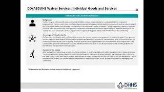 Bureau of Developmental Services, Service Options Webinar: Individual Goods and Services