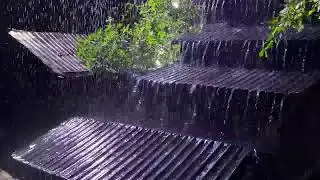 FALL ASLEEP INSTANTLY(No Ads)😴Heavy Rain,Thunderstorm🔥Fire Sounds for Quite Night &Stop Overthinking
