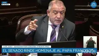 Luis Juez en el homenaje al Papa en el Senado 