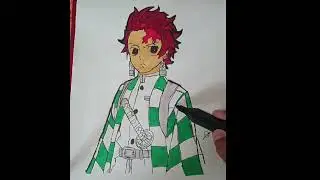 how to colour Tanjiro | ns drawing fact | #animearttips #drawing #animearttutorial #animeskech