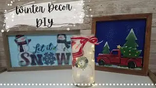 3 Inexpensive DIY Winter/Christmas Decor | Window Clings & Wood from the Dollar Store!