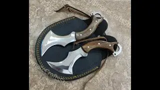 2 pcs Karam bit knife set with sheath, cowboy knife, hunting knife, bushcraft knife, edc knife