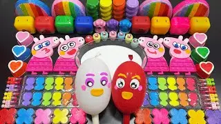PEPPA PIG SLIME & RAINBOW BALLOONS ! Mixing Random Things Into GLOSSY Slime !