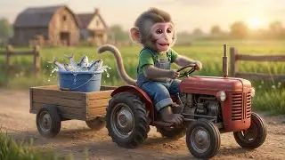 Baby Monkey Builds a Pond for His Fish Friends! 🐒🐟🚜