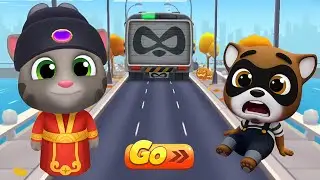 Talking Tom Gold Run Halloween - Fortune Tom vs Raccoon Boss Fight | Funny Race Competition 🔥