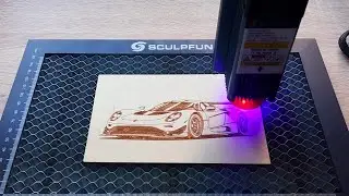 Racing Car Engraved in Wood / Laser Engraving Car