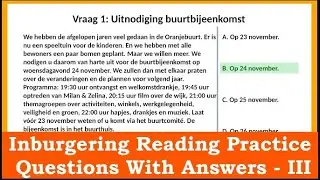 Inburgering Reading Exam Practice - 3 - Questions with Answers