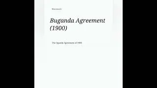 The 1900 Buganda Agreement (Constitutional History)