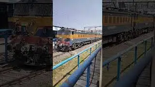 Goods train entering Daund Junction, Maharashtra, India