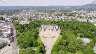 Oslo, Norway. Royal Palace. Slottsplassen. Palace park, Aerial View Hyperlapse, Point of interest