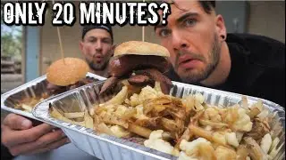 ALMOST UNDEFEATED BBQ BURGER CHALLENGE | Brisket, Sausage & Poutine | Man Vs Food