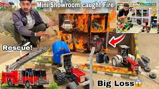 Mini showroom catch fire 🔥 rescue process by tractor 😱